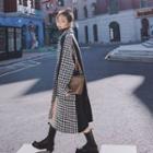 Single Breasted Houndstooth Long Coat