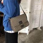 Houndstooth Faux Leather Shoulder Bag Houndstooth - Brown - One Size