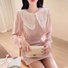 Wide Lace-collar Chiffon Blouse