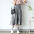 Flared Long Rib-knit Skirt
