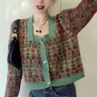 Floral Print Cardigan Red & Green - One Size