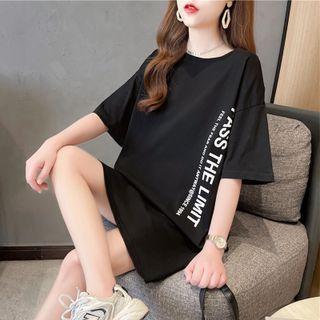 Lettering Cutout-back Mini T-shirt Dress