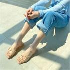 Square-toe Buckled Slide Sandals