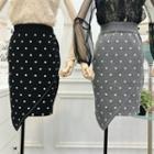 Asymmetric Dotted Knit Skirt