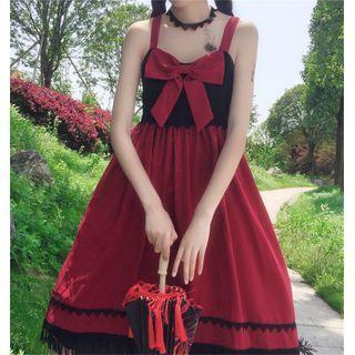 Bow Accent Strappy Midi A-line Dress As Shown In Figure - One Size