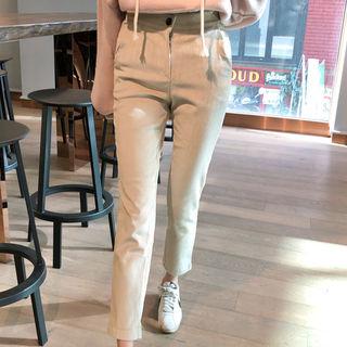 Band-waist Brushed Fleece Lined Corduroy Pants