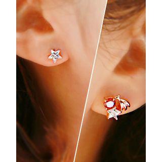 Swarovski-star Silver Asymmetric Stud Earrings