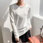 Round-neck Printed Letter Split Top