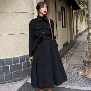 Single-breasted A-line Midi Coat Dress