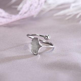 925 Sterling Shell Open Ring Rs378 - Silver - One Size