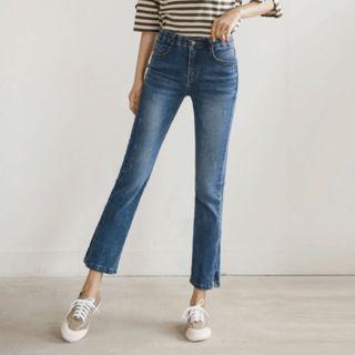 Hidden Waist-band Boot-cut Jeans