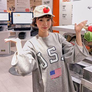 Brushed Fleece Lined Letter Print T-shirt Dress