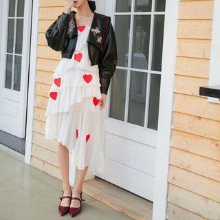 Floral Embroidered Faux Leather Cropped Jacket
