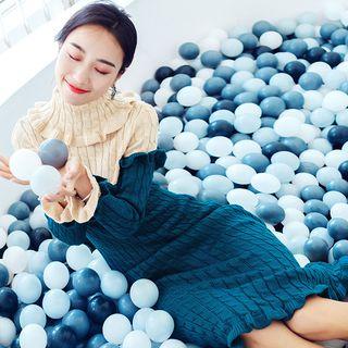 Mock Neck Cable-knit Midi Sweater Dress