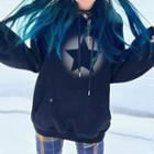 Long Sleeve Star Print Loose-fit Hoodie