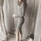 Long Sleeve Sheath Knit Dress