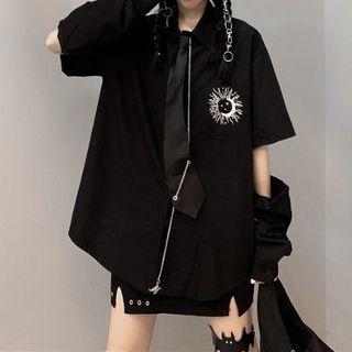 Detachable Long Sleeve Printed Shirt