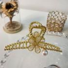 Flower Rhinestone Faux Pearl Alloy Hair Clamp Type A - Gold - One Size