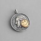 925 Sterling Silver Smiley Coin Pendant / Necklace