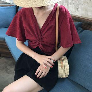 Plain V-neck Top