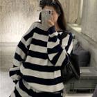 Striped Sweatshirt Sweatshirt - Black & White - One Size