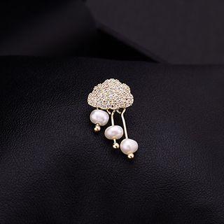 Cloud Faux Pearl Fringed Brooch