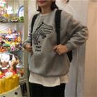 Cartoon Embroidered Loose Pullover