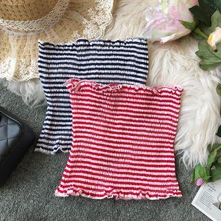 Striped Shirred Tube Top