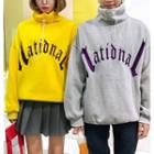 Couple Matching Lettering Funnel Neck Pullover