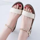 Faux Leather Hoop Accent Ankle Strap Sandals