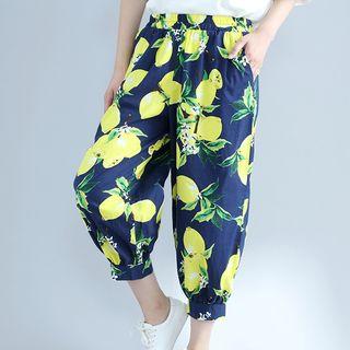 Lemon Print Cropped Pants