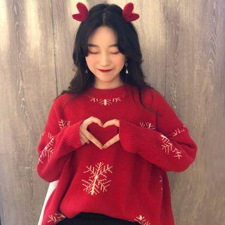 Christmas Pattern Boxy Sweater / Knit Scarf