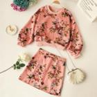 Set: Floral Pullover + A-line Skirt