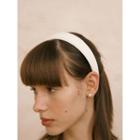 Plain Tweed Wide Hair Band Ivory - One Size