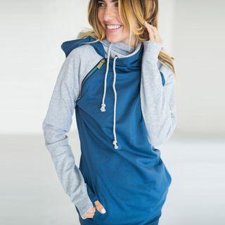 Raglan Sleeve Side Zipper Hoodie