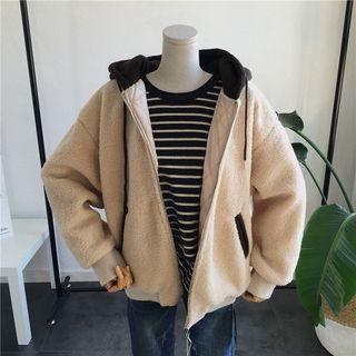 Furry Zip Hooded Jacket