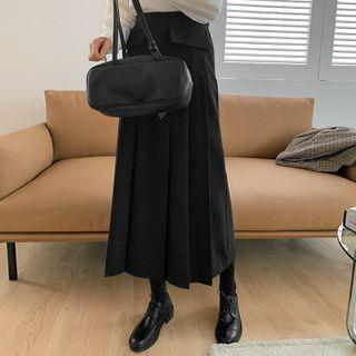 Flap-detail Long Pleat Skirt