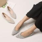 Pointy-toe Faux Pearl Flats