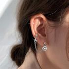 Smiley & Star Chained Sterling Silver Earring 1 Pc - Silver - One Size
