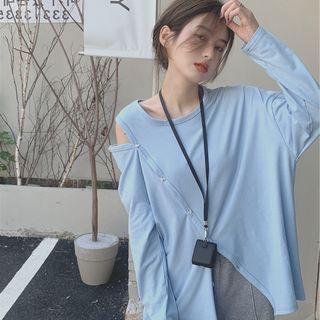 Asymmetrical Cutout Slit T-shirt