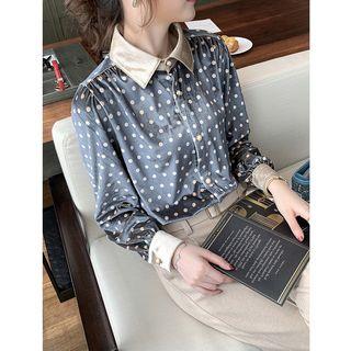 Dot Long-sleeve Shirt / Plain Dress Pants