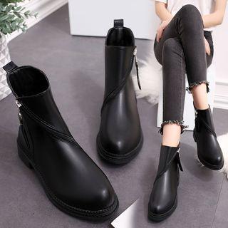 Diagonal Zip Ankle Boots