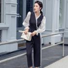 Ruffle Trim Long-sleeve Jumpsuit