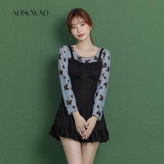 Butterfly Print Panel Swimdress