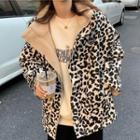 Reversible Leopard Print Cargo Jacket Leopard - Khaki & Black - One Size
