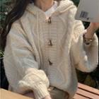 Hooded Toggle-front Cardigan Almond - One Size