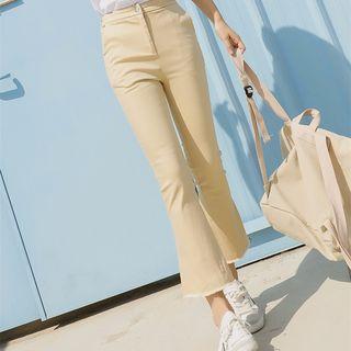 Cropped Fray Hem Boot Cut Pants