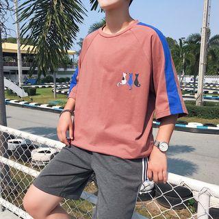 Cat Printed Short Sleeve T-shirt