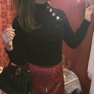 Heart Button Loose-fit Knit Sweater