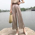 Glitter Loose-fit Cropped Wide-leg Pants